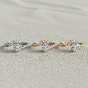 Anillo de compromiso de diamante cultivado en laboratorio Stonewels con diamante central tallado y piedras laterales tipo baguette, oro de 14K, certificado de lujo, engaste de garras - Product Image 2