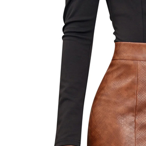Meilleure jupe en cuir de vachette sur mesure au design élégant, jupes en cuir décontractées respirantes pour femmes, best-seller - Product Image 6