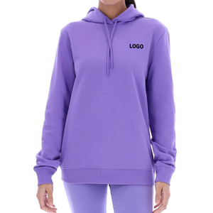 Sweat-shirt à capuche violet pour femme, coupe classique, en coton, décontracté, pour l'automne, avec logo sur le devant, vente en gros - Product Image 1