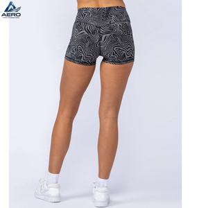 Shorts de yoga de cintura baja para mujer, en contraste de color negro y gris, con logotipo propio, los más vendidos, a precio razonable. - Product Image 4