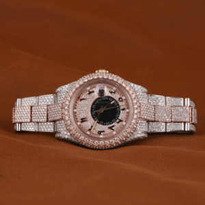 Reloj de pulsera mecánico automático de dos tonos personalizado con diamantes cultivados en laboratorio, elegante Esfera de fecha árabe, reloj Hip Hop de lujo de 42mm - Product Image 1