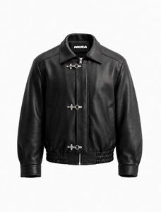 Vestes en cuir pour hommes les plus vendues, de haute qualité, confortables, 100 % cuir véritable, écologiques, coupe-vent, logo frontal, faible MOQ - Product Image 5