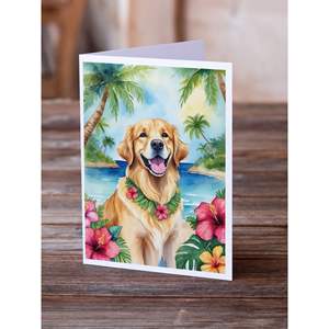 Lunatique A7 Taille 5x7 Cartes Vierge Paquet de 8 Cartes de Voeux Golden Retriever Luau avec Enveloppes - Product Image 2