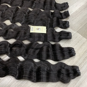 Cabello humano de trama negra Natural de paquete ondulado de pelo tejido virgen crudo de alta calidad de fábrica - Product Image 4