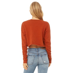 Bella toile femmes noir 7503 recadrée équipage polaire sweat Super-doux éponge polaire pull avec logo avant Badge décoration - Product Image 6