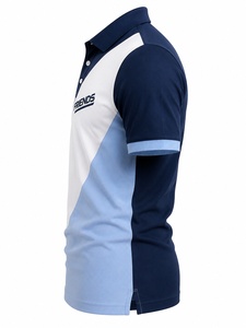 Polo pour homme à blocs de couleur, manches courtes, respirant, tissé, design décontracté, logo sur le devant - Product Image 4