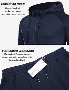 Survêtement unisexe d'été avec poches zippées, sweat à capuche zippé intégral, ensemble 2 pièces respirant et à séchage rapide pour la course, le jogging, le sport et les loisirs - Product Image 2
