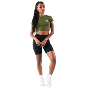 Camiseta Corta para Mujer, Color Verde Verbena, Suave y Elástica, Manga Corta, para Gimnasio, Yoga, Entrenamiento - Product Image 4