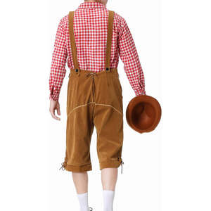 Pantalones de cuero Lederhosen cortos con bordado clásico y tirantes, conjunto de pantalón largo y camisa bordada. - Product Image 2