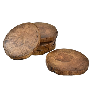 Juego de Posavasos de Acacia Hechos a Mano, Diseño Moderno Redondo, 4 Piezas, Antideslizantes, Reutilizables, Decoración de Mesa - Product Image 5