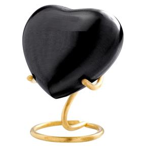 Urna Funeraria de Corazón Negro Mate con Base Dorada, Mini Urna Conmemorativa Hecha a Mano de Alta Calidad para Cenizas, Decoración Duradera y Atemporal - Product Image 2