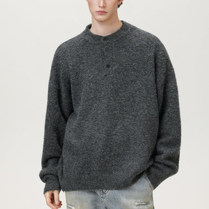 Men's Premium Casual Knit <b>Henley</b> Pullover <b>Long</b> <b>Sleeve</b> Button Neck Warm Soft Winter Sweater Custom Logo Wholesale Clothing - Product Image 3