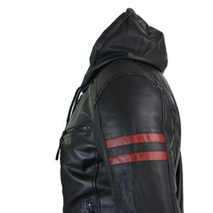 Chaqueta de motorista de piel de vaca con cuello levantado para hombre más vendida de cuero genuino en estilo informal negro para invierno - Product Image 4