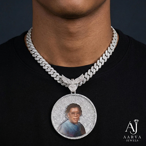 Custom Moissanite Photo Pendant 925 Silver Iced Out Round <b>Memory</b> Charm Hip Hop Jewelry - Product Image 5