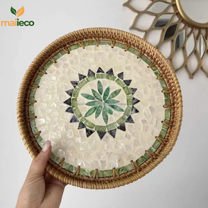 Plateau de rangement en osier pour la cuisine, les fruits et la maison, de petite taille, en forme de rectangle naturel élégant - Product Image 1