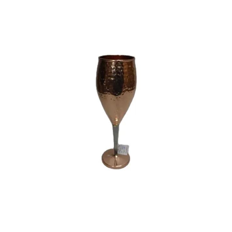 Best Selling Pure Copper Hammered Wine Glass Customized Copper Martina glass Elegance Metal Copper Hammered Wine Goblet