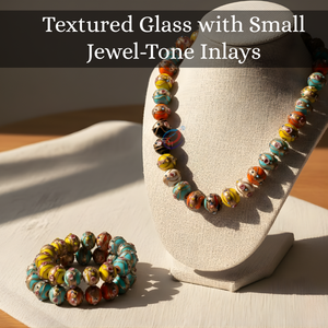 Cuentas de Vidrio Hechas a Mano Multicolores para Pastel de Boda, Cuentas Redondas de 12 mm |   Tiras de 8 pulgadas con detalles dorados |   Cuentas a Granel para Joyería y Manualidades DIY - Product Image 5