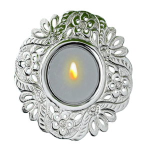 Porte-bougie à thé vintage en laiton de haute qualité avec finition nickelée, porte-bougie à thé en laiton pur pour la décoration de la maison - Product Image 3