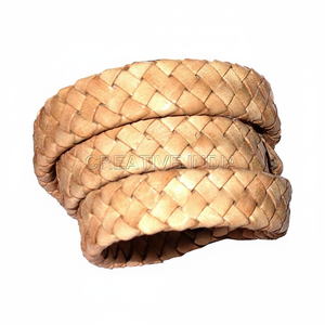 10x4mm Flat <b>Braided</b> Natural Color Leather Laces for Jewelry <b>Accessories</b> CI Brand Wholesale Price - Product Image 1