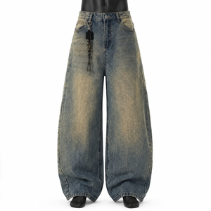 Jeans Anchos de Mezclilla para Hombre, Estilo Vintage, Corte Holgado, Personalizados, Fabricante de Ropa Urbana, Marca Privada OEM - Product Image 1
