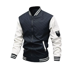 Wholesale Plus Size Windproof <b>Coat</b> for <b>Men</b> Casual Outdoor Oversize Zippered Streetwear Patchwork Baseball Stand Autumn Front - Product Image 4