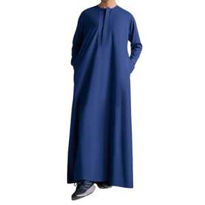 Modest Islamic prayer wear All seasons <b>Thobe</b> Solid color Middle East style Floor length prayer shirt - Product Image 1