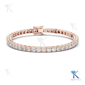 3.00 mm Lab Grown Diamond Tennis Bracelet Round Cut 4 Prong Box Link 14K <b>Solid</b> <b>Gold</b> Fine Unisex Luxury Jewelry Party - Product Image 6
