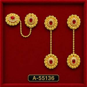 Boucles d'oreilles classiques plaquées or 24 carats avec motif floral pour femmes, bijoux de mariage A-55158 - Product Image 6
