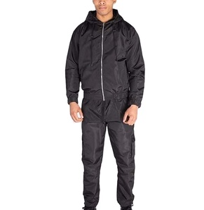 Conjunto cortavientos de dos piezas para hombre, chaqueta y pantalones cortos cortavientos personalizados, chándal reflectante con cremallera, conjunto corto cortavientos de dos piezas de nailon - Product Image 2