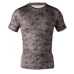Digital Camo Short Sleeve Compression Shirt Men Performance Top Quick Dry Professional Grade BJJ Rash Guard Gear - Product Image 1