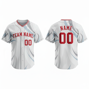 Camiseta de Béisbol Personalizada de Alta Calidad, Transpirable, de Secado Rápido, 100% Poliéster, Sublimación, Impresión por Transferencia de Calor, Cuello en V, Manga Corta - Product Image 2