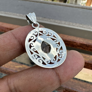 Pendentif en Diamant Herkimer Naturel Brut en Gros, Breloque en Cristal de Quartz Vintage en Argent Sterling 925, Bijou Idéal pour Cadeau de Mariage ou de Fête - Product Image 4