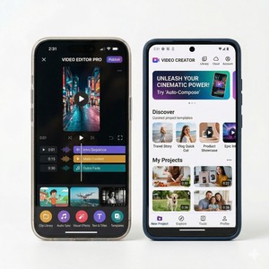 แอปตัดต่อวิดีโอสำหรับองค์กร ตัวสร้างภาพยนตร์ เครื่องมือตัดต่อวิดีโอแบบม้วนและวิดีโอสั้น รองรับ Mac พร้อมสต็อกวิดีโอ - Product Image 3