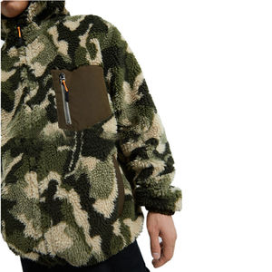 Veste d'hiver à logo personnalisé, couleur unie, fermeture éclair, capuche ample, manches longues, veste d'hiver en sherpa, veste en polaire pour homme - Product Image 3