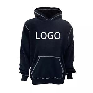 Sweat-shirt à capuche surdimensionné pour hommes, surdimensionné, couture contrastante, impression d'écran en soie, sweat-shirt à capuche vierge, pull à couture inversée pour hommes - Product Image 1