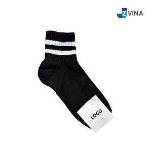 Custom <b>White</b> Crew <b>Socks</b> with Red and Navy Stripes 100% Cotton Breathable Knitted Sweat-Absorbent <b>Men's</b> Autumn Daily Wear - Product Image 4