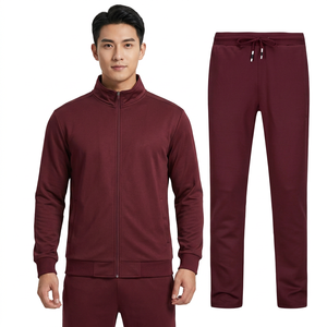 Conjunto Deportivo para Hombre de Color Sólido, Chaqueta con Cierre Completo y Cuello Alto, Pantalones con Cordón Ajustable, Ropa Casual Transpirable para Otoño, Corte Regular - Product Image 4