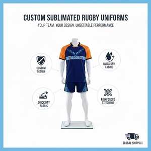 Conjunto de Uniforme de Rugby Transpirable Personalizado, Jersey y Pantalones Cortos Sublimados, Fabricante OEM ODM, Proveedor de Ropa Deportiva para Equipos de Rugby al por Mayor, 100% - Product Image 4