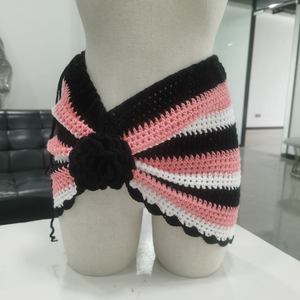 Custom <b>Bikini</b> Top Women's Summer Hook Knitted <b>Bikini</b> <b>Skirt</b> Handmade European American Style Lace Decoration Waist Logo - Product Image 3