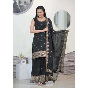 Hermosa secuencia bordada fiesta mono elegante traje Sharara para ocasiones especiales - Product Image 5