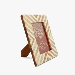 Wooden Chevron Photo <b>Frame</b> Rectangle Handmade Elegant Desktop Display India Origin Vertical Orientation - Product Image 3