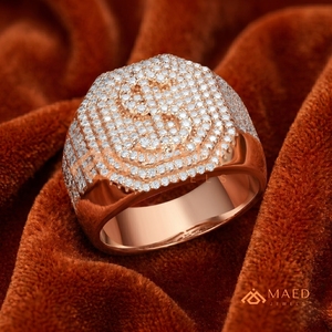 แหวนผู้ชายโรสโกลด์ประดับโมอิสซาไนต์ทรงกลมแบบ Iced Out สไตล์ฮิปฮอป ดีไซน์หรูหรา ของขวัญสำหรับผู้ชาย - Product Image 6