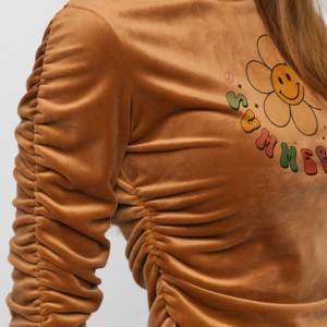 Ensemble de survêtement en velours marron pour femmes, col roulé, manches longues, imprimé floral, décontracté, coupe ajustée, pantalon à taille élastique, automne - Product Image 6