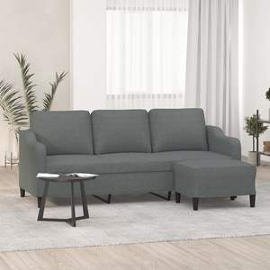 Sofá Gris Oscuro de 3 Plazas con Reposapiés, Muebles Elegantes para Sala de Estar - Product Image 1