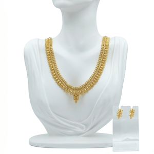 Divyoro - Juego de Collar y Pendientes Cortos de Aleación de Cobre Chapado en Oro para Mujer, Diseño Clásico de Flor, Longitud Ajustable, para Boda - Product Image 1