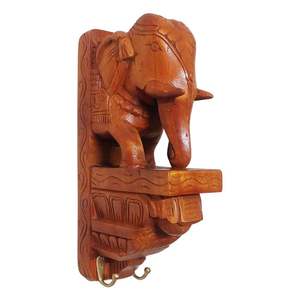 Decorative Mango Wood Elephant <b>Wall</b> <b>Key</b> Holder – Artistic Mango Wood Elephant <b>Wall</b> <b>Hook</b> Stylish 2 <b>Hook</b> <b>Key</b> Organizer for Home - Product Image 1
