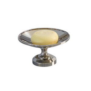 Modern Silver Finish Stainless Steel Freestanding Pedestal <b>Soap</b> <b>Dish</b> <b>Holder</b> Round Countertop Bathroom Accessory Metal <b>Soap</b> Case - Product Image 1