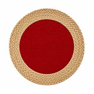 Set de table rond tressé, centre rouge, style simple, lavable, usage domestique, épaisseur moyenne, motif uni - Product Image 1