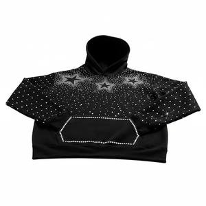 เสื้อฮู้ดดี้ผู้ชายแบบกำหนดเองสำหรับฤดูหนาว ผ้าฝ้าย 100% ลายจุด ระบายอากาศได้ดี ประดับด้วยคริสตัล สวมใส่สบายๆ - Product Image 5