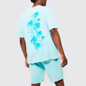 Ensemble de shorts d'été pour hommes de haute qualité, vêtements décontractés en coton respirant et ensemble de shorts imprimés 2 pièces pour hommes - Product Image 2